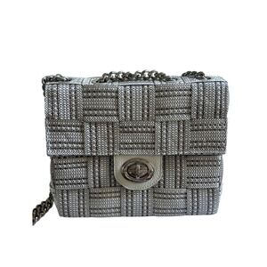 Alma Tonutti Italian Woven Chain Shoulder Bag Cream Taupe Basketweave‎ Small